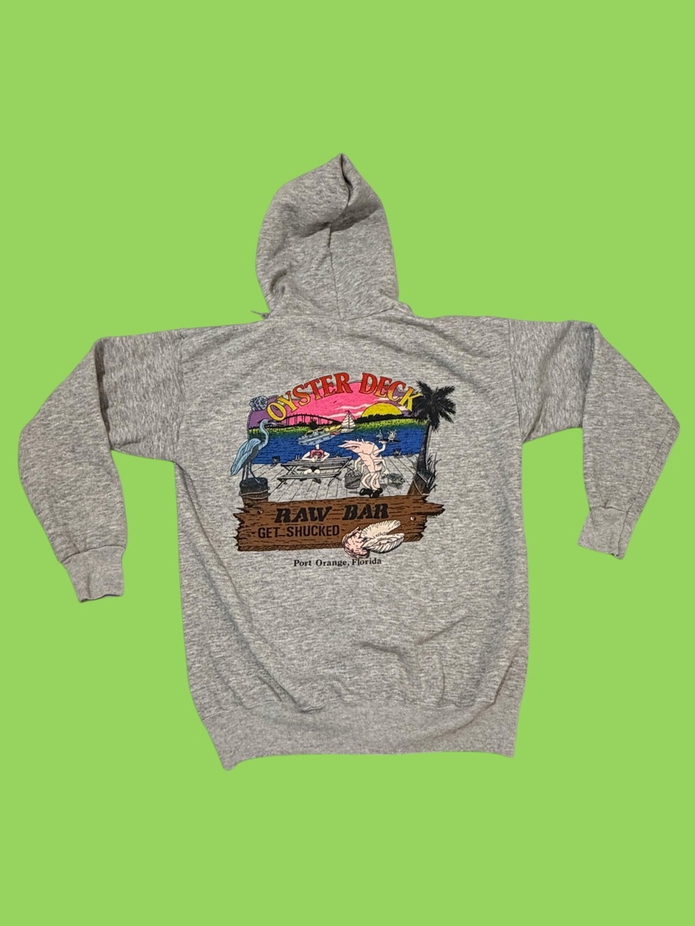 Vintage Gray Oyster Deck Graphic Hoodie